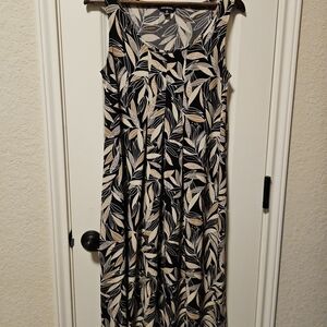 George Black and Cream Leaf Pattern Dress